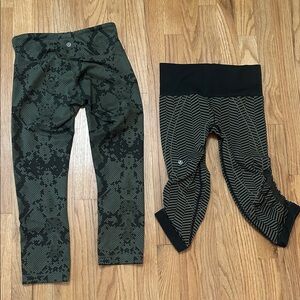 lululemon athletica Green and Black Patterned Leggings